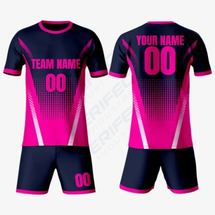 Alternative view of High-Performance Soccer Uniform in Navy Blue and Pink