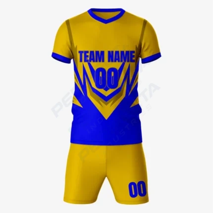 Classic Gold-Blue Soccer Outfit for Players