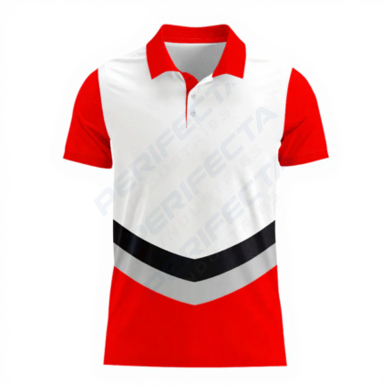 Basketball Polo Shirt in Red and White RSBPS-006