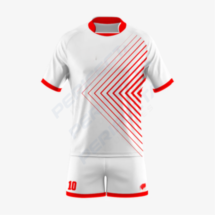 Customized Rugby Uniform Set in Red/White