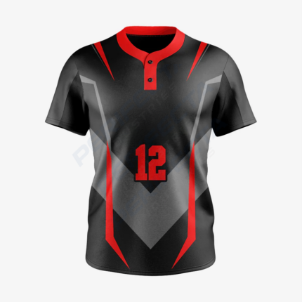 Custom Red/Black Softball 2-Button Jersey for Men/Women